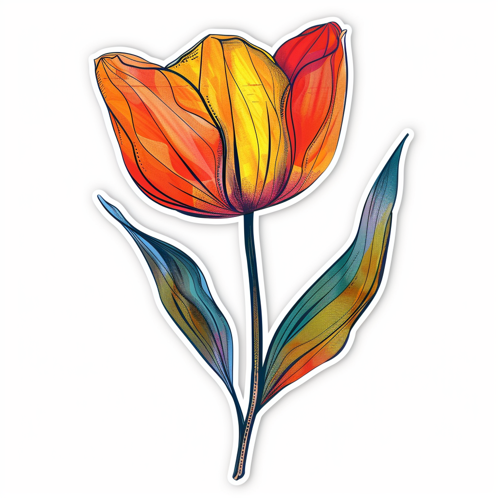 Sticker of a Tulip flower Vinyl Decal Sticker for Car, Laptop, Tumbler and more # F023448