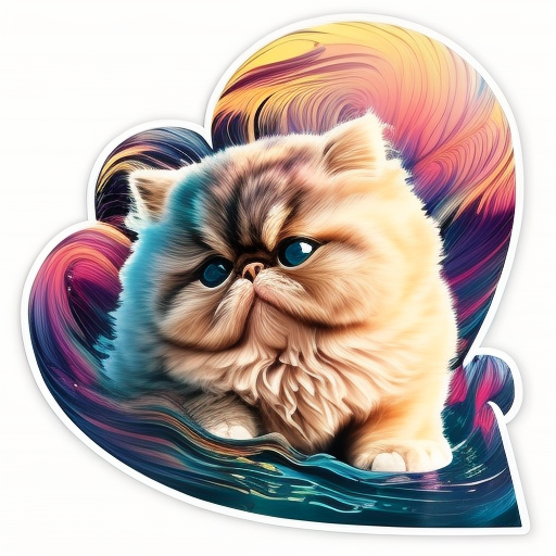 Exotic Shorthair Cat Expressive surreal Vinyl Decal Sticker for Car, Laptop, Tumbler and more # F016562