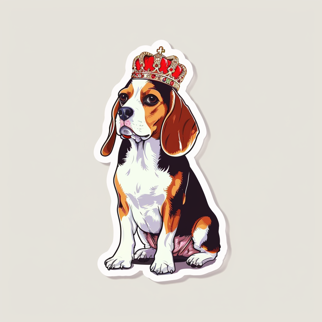 Beagle dog crowned Vinyl Decal Sticker for Car, Laptop, Tumbler and more # F011893