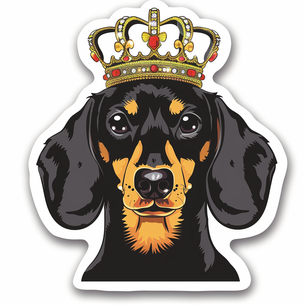 Dachshund Dog crowned Vinyl Decal Sticker for Car, Laptop, Tumbler and more # F013199