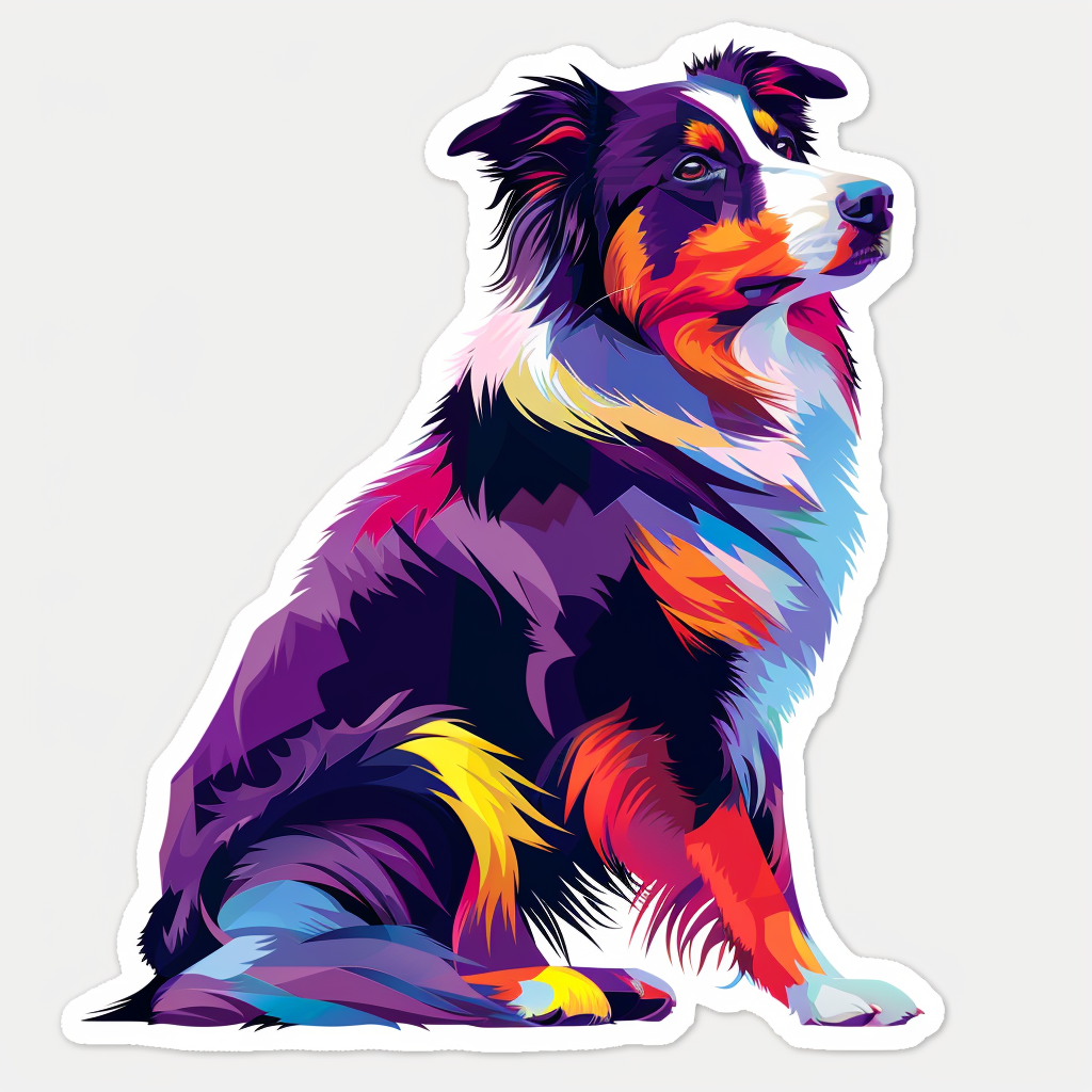 Border Collie Dog majestic Expressive surreal Vinyl Decal Sticker for Car, Laptop, Tumbler and more # F021822-4" x 4"