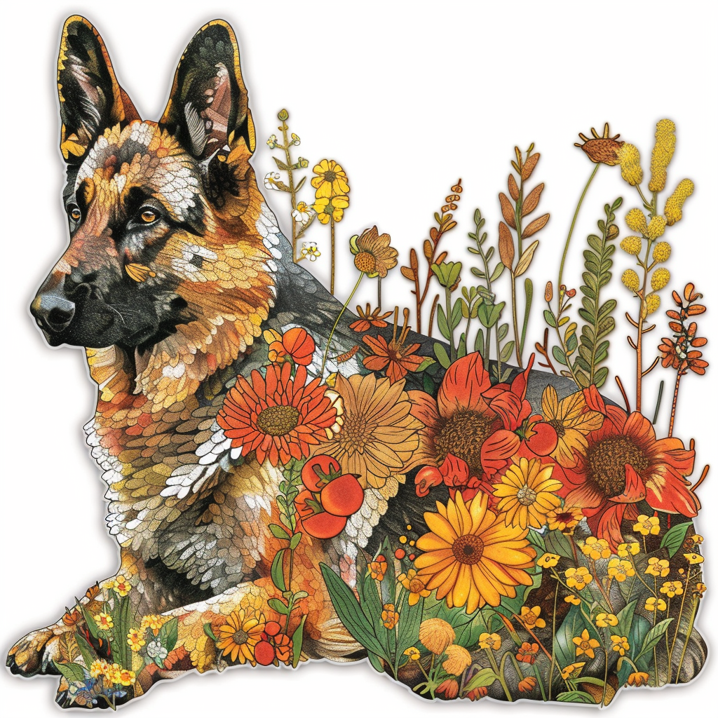German Shepherd Dog floral Vinyl Decal Sticker for Car, Laptop, Tumbler and more # F011418
