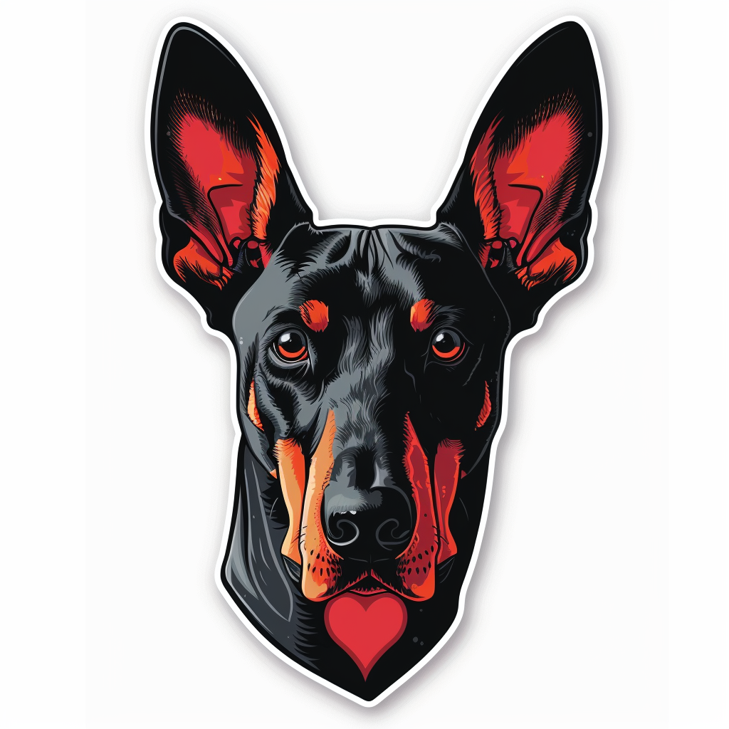 Doberman Pinscher Dog majestic Expressive surreal Vinyl Decal Sticker for Car, Laptop, Tumbler and more # F019519-4" x 4"