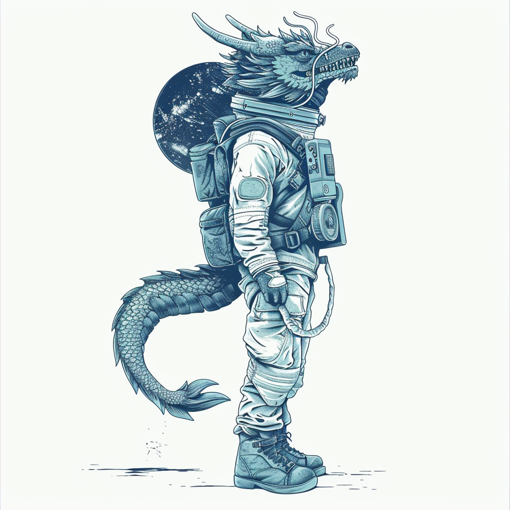 Sticker of a Dragon astronaut majestic Expressive surreal Vinyl Decal Sticker for Car, Laptop, Tumbler and more # F019154