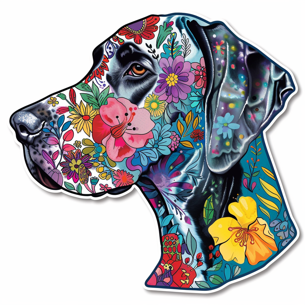 Adorable Great Dane Dog Expressive surreal Vinyl Decal Sticker for Car, Laptop, Tumbler and more # F017781