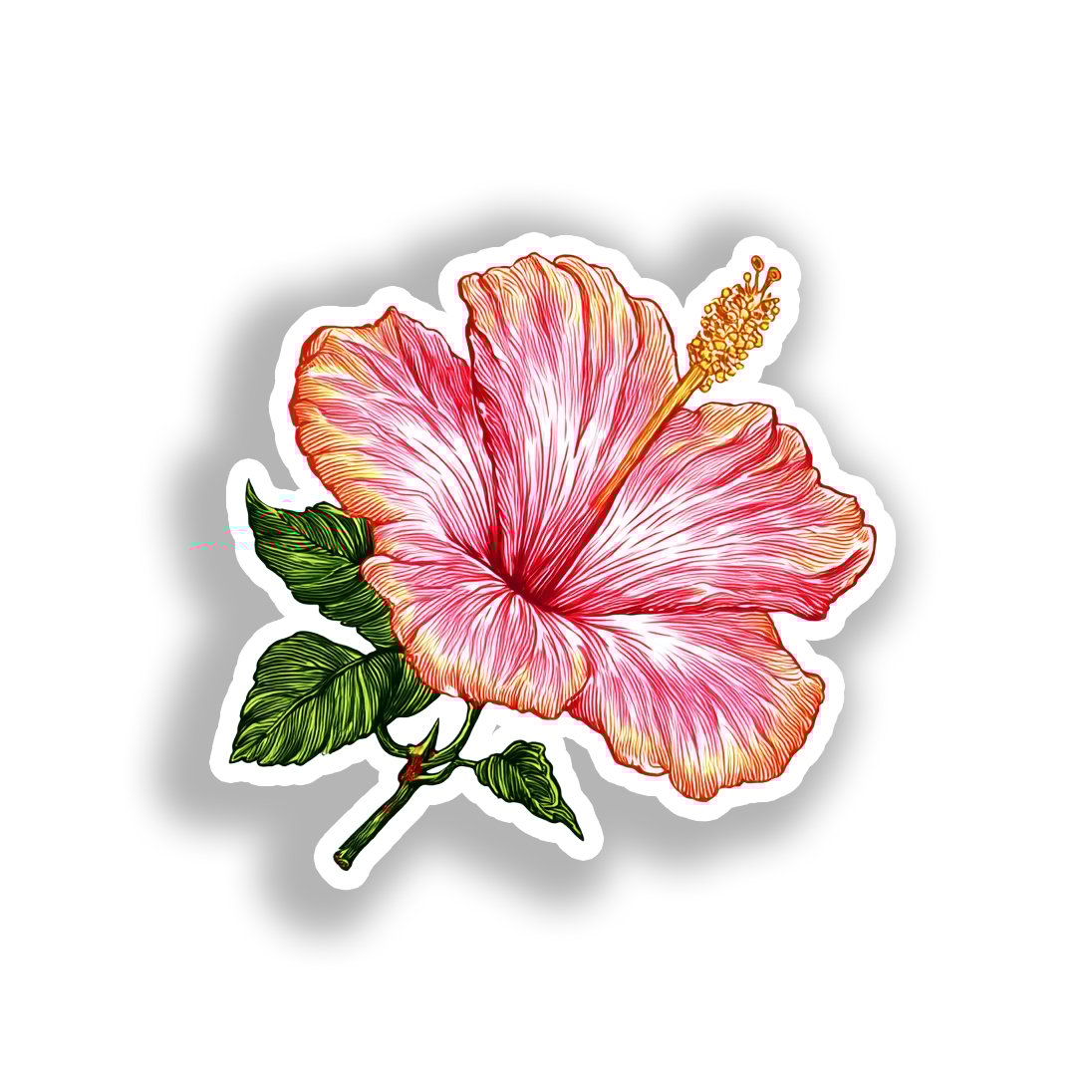 Hibiscus Flower Vinyl Decal Sticker for Car, Laptop, Tumbler and more # A019498-4" x 4"