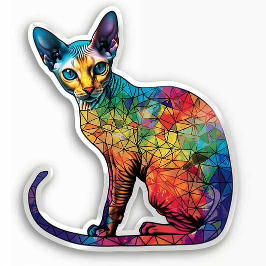Adorable Cornish Rex Cat Expressive surreal Vinyl Decal Sticker for Car, Laptop, Tumbler and more # F021339-4" x 4"
