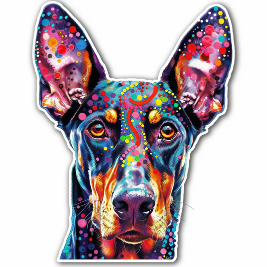 Doberman Pinscher Dog majestic Expressive surreal Vinyl Decal Sticker for Car, Laptop, Tumbler and more # F019612-4" x 4"