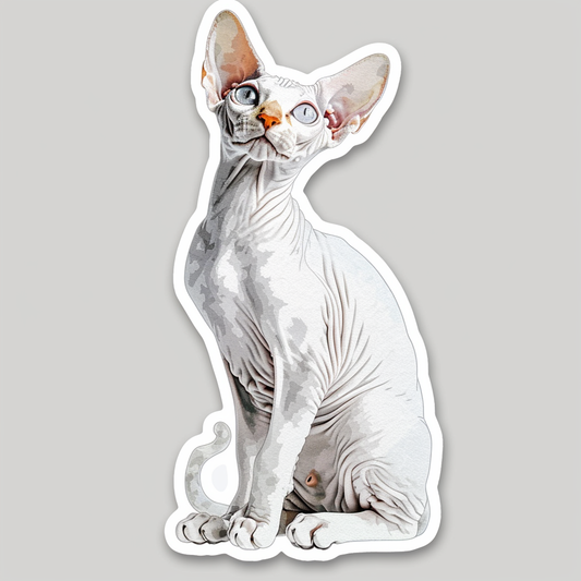 Adorable Cornish Rex Cat Expressive surreal Vinyl Decal Sticker for Car, Laptop, Tumbler and more # F021368-4" x 4"