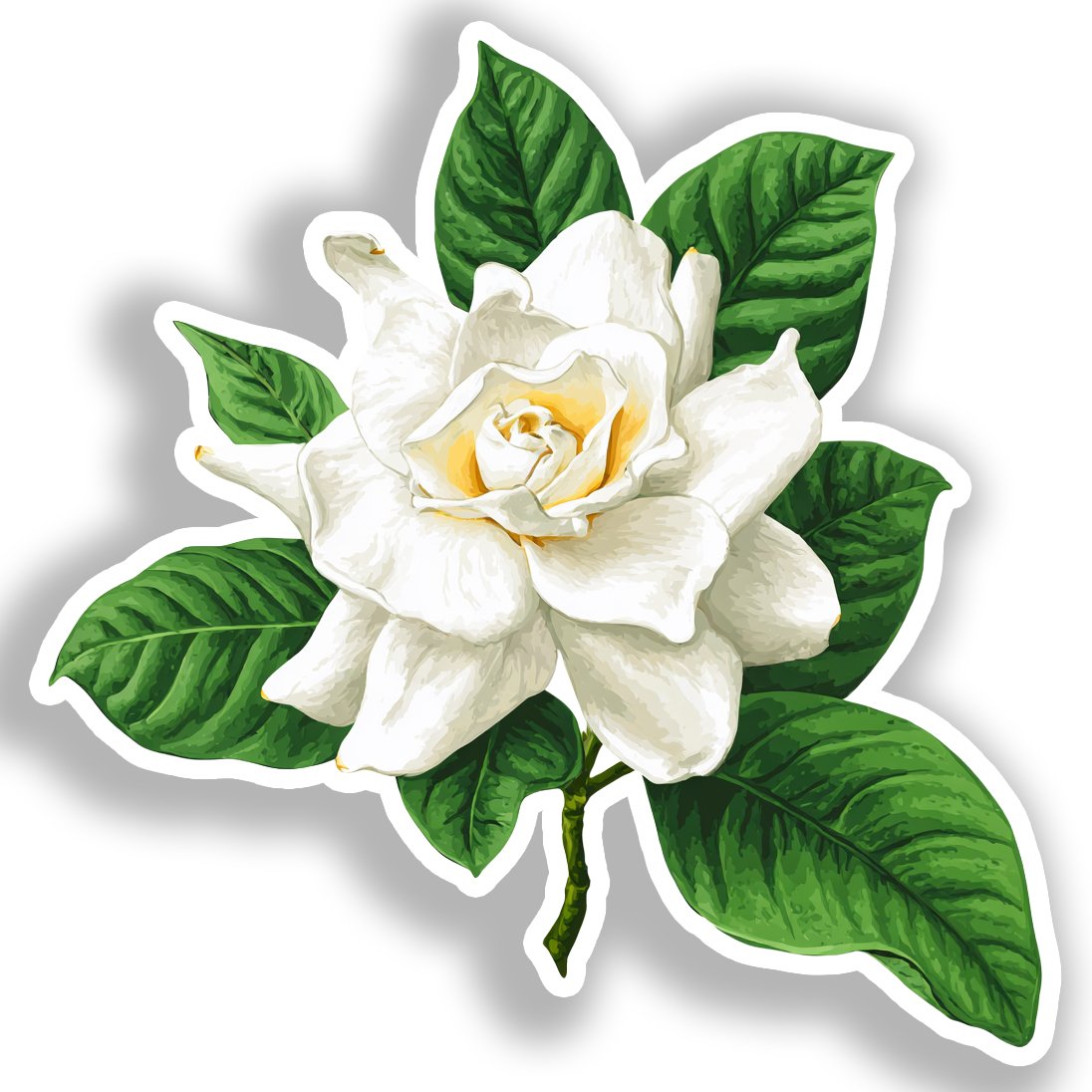 Gardenia Flower Vinyl Decal Sticker for Car, Laptop, Tumbler and more # A019604-4" x 4"