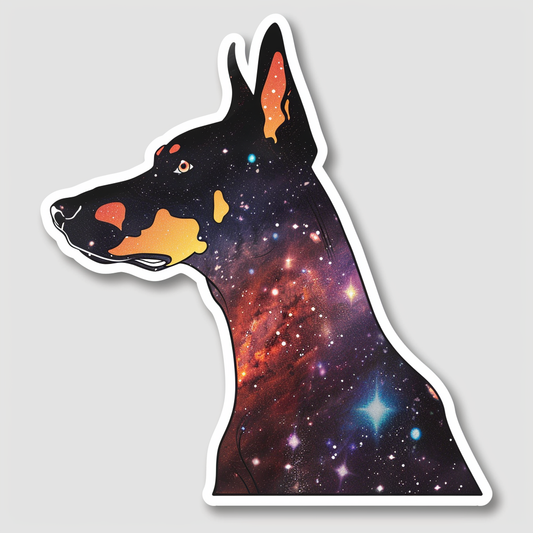 Doberman Pinscher Dog galaxy majestic Expressive surreal Vinyl Decal Sticker for Car, Laptop, Tumbler and more # F019520-4" x 4"