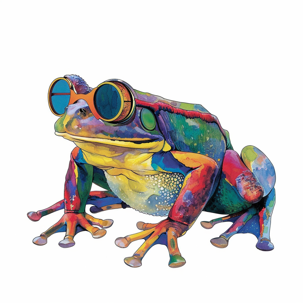 Sticker of a Frog wearing sunglasses majestic Expressive surreal Vinyl Decal Sticker for Car, Laptop, Tumbler and more # F016758