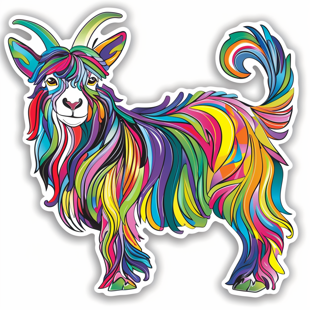 Goat majestic Expressive surreal Vinyl Decal Sticker for Car, Laptop, Tumbler and more # F020423-4" x 4"