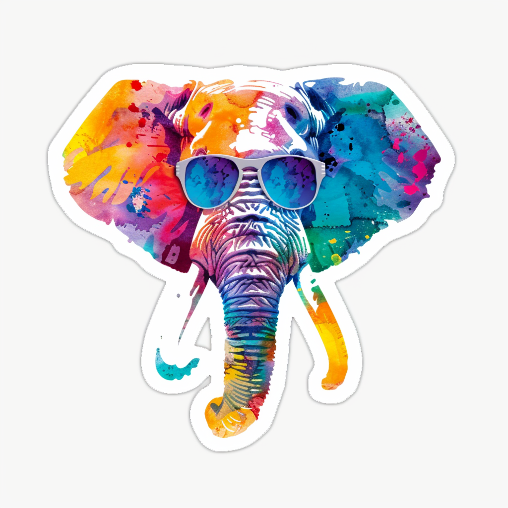 Elephant Expressive surreal Vinyl Decal Sticker for Car, Laptop, Tumbler and more # F022254-4" x 4"