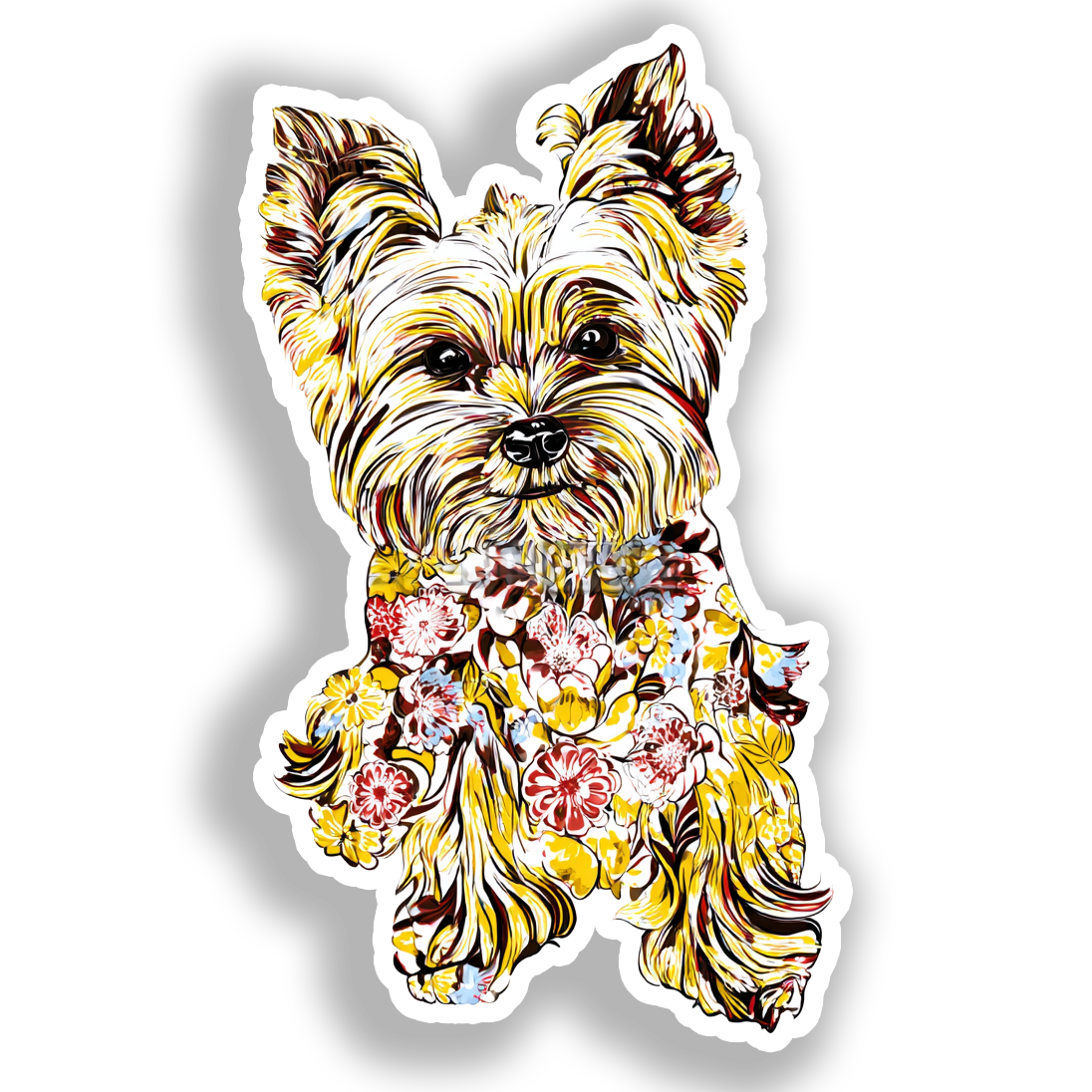 Yorkshire Terrier Dog Vinyl Decal Sticker for Car, Laptop, Tumbler and more # A017144-4" x 4"