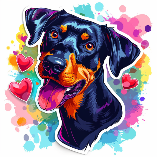 Doberman Pinscher Dog majestic Expressive surreal Vinyl Decal Sticker for Car, Laptop, Tumbler and more # F019611-4" x 4"