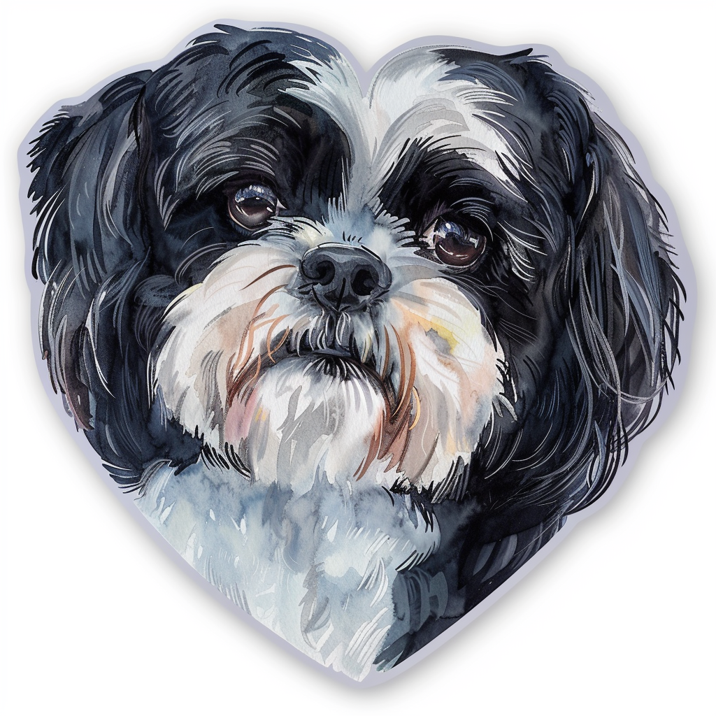 Adorable Shih Tzu Dog Expressive surreal Vinyl Decal Sticker for Car, Laptop, Tumbler and more # F018213