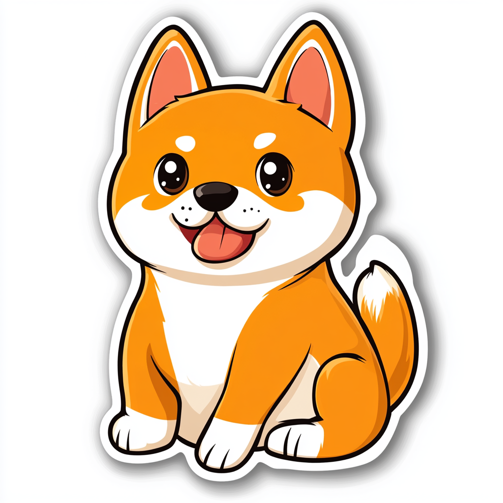 Shiba Inu sticker cartoon style Expressive surreal Vinyl Decal Sticker for Car, Laptop, Tumbler and more # F025842