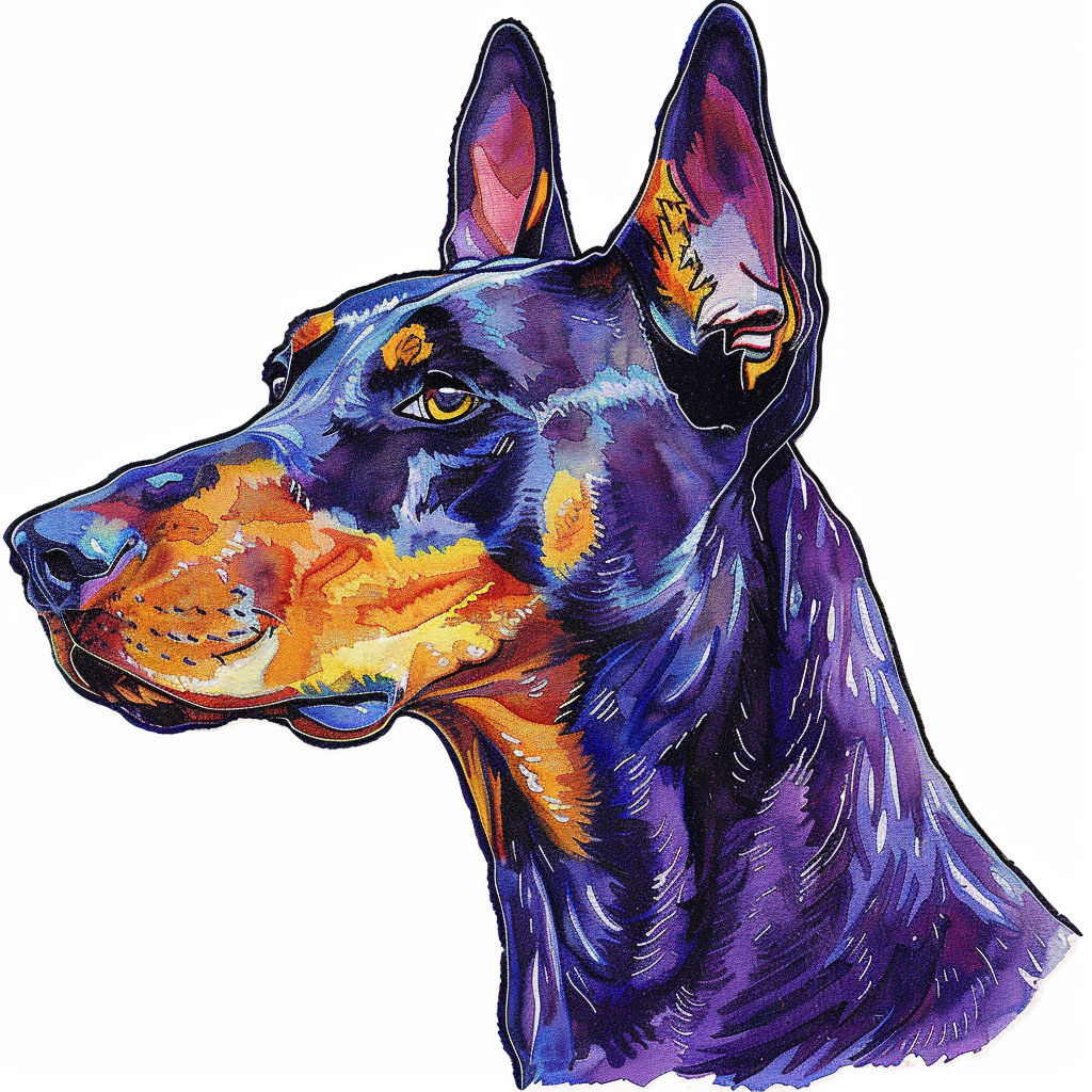 Sticker of a Doberman Pinscher Dog majestic Expressive surreal Vinyl Decal Sticker for Car, Laptop, Tumbler and more # F019201