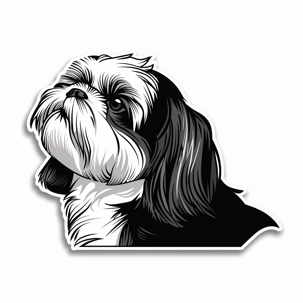 Adorable Shih Tzu Dog Expressive surreal Vinyl Decal Sticker for Car, Laptop, Tumbler and more # F018484