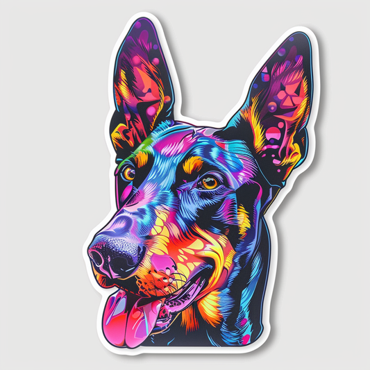 Doberman Pinscher Dog majestic Expressive surreal Vinyl Decal Sticker for Car, Laptop, Tumbler and more # F019591-4" x 4"