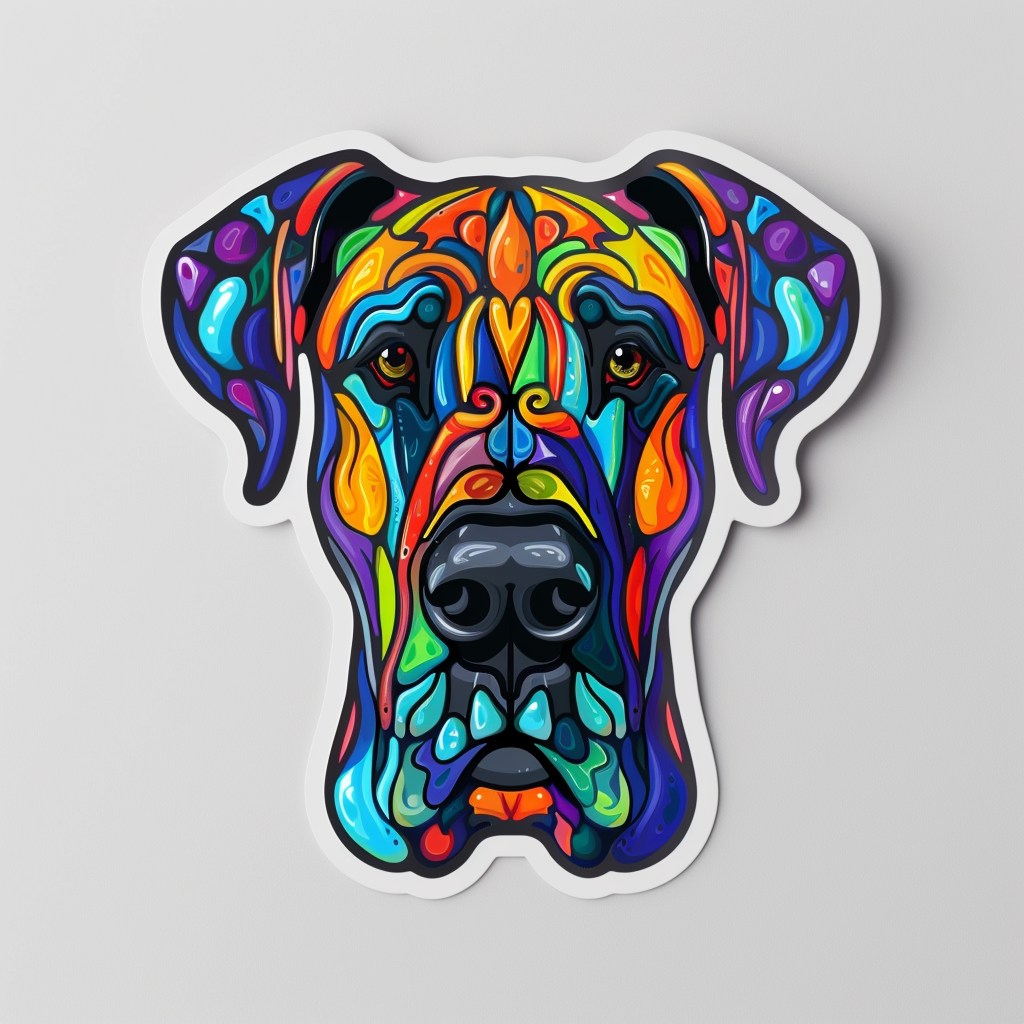 Great Dane Dog Expressive surreal Vinyl Decal Sticker for Car, Laptop, Tumbler and more # F022819