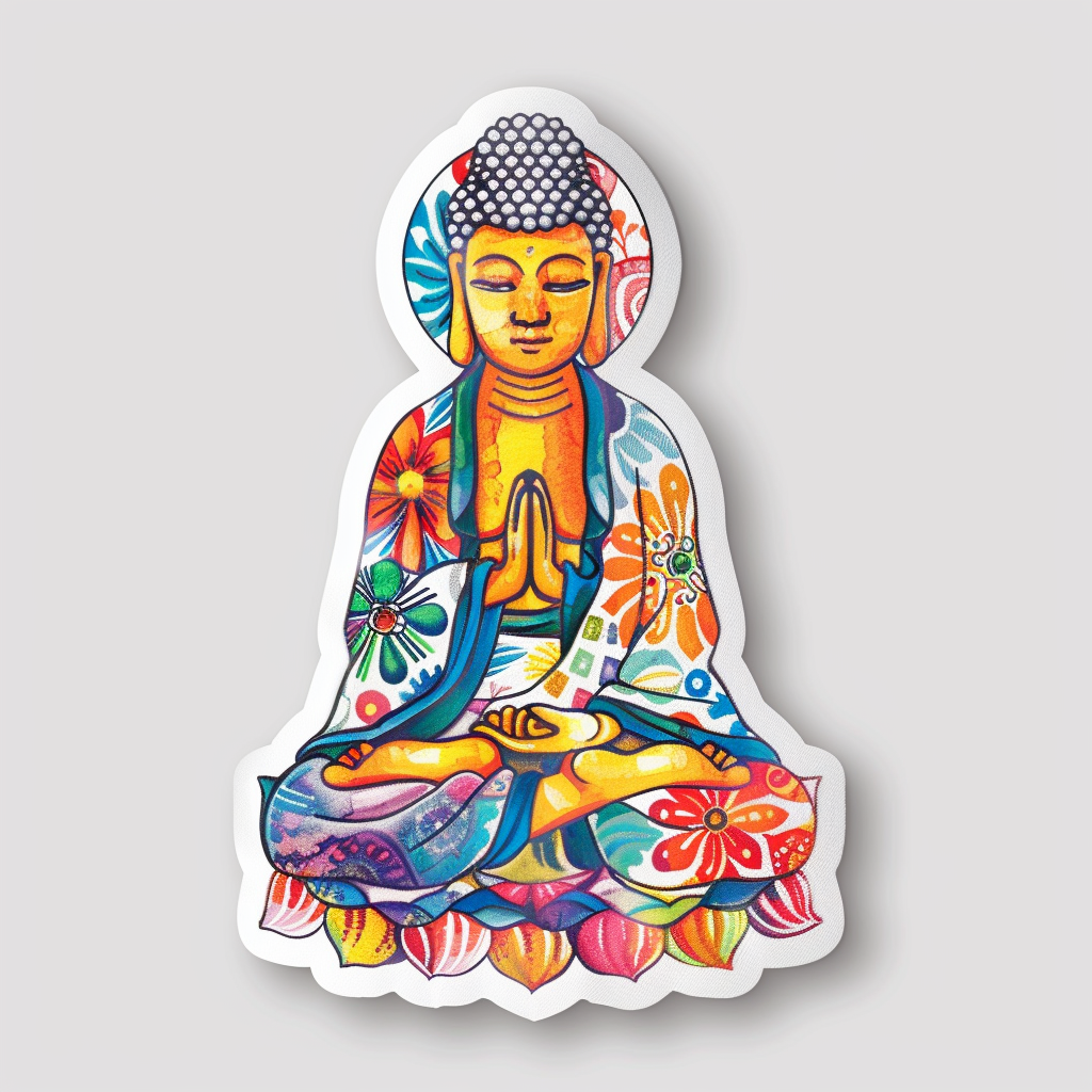 Buddha cartoon majestic Expressive surreal Vinyl Decal Sticker for Car, Laptop, Tumbler and more # F017037
