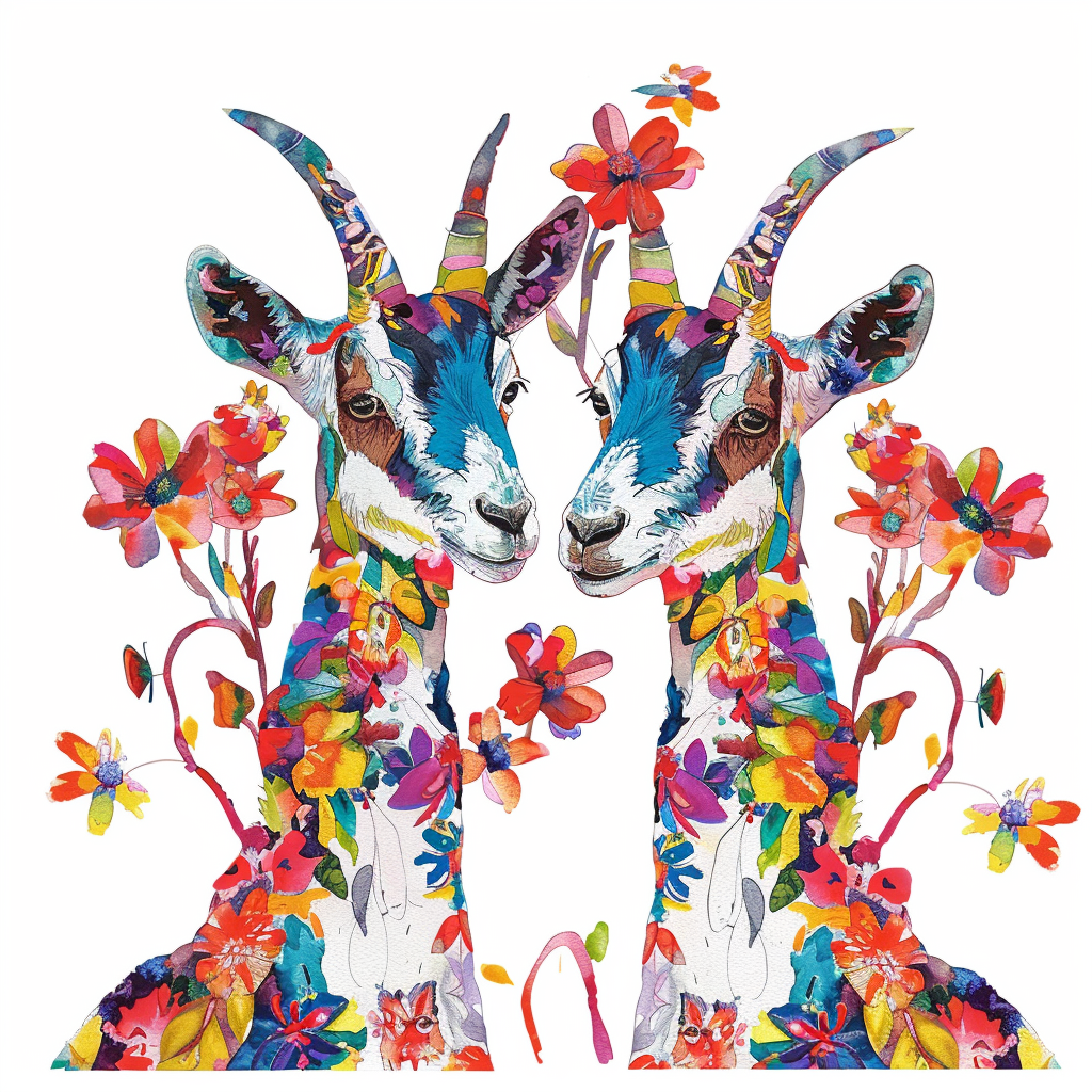 Goat majestic Expressive surreal Vinyl Decal Sticker for Car, Laptop, Tumbler and more # F020528-4" x 4"