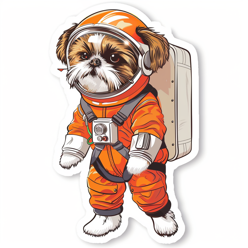 Adorable Shih Tzu Dog Expressive surreal Vinyl Decal Sticker for Car, Laptop, Tumbler and more # F018460