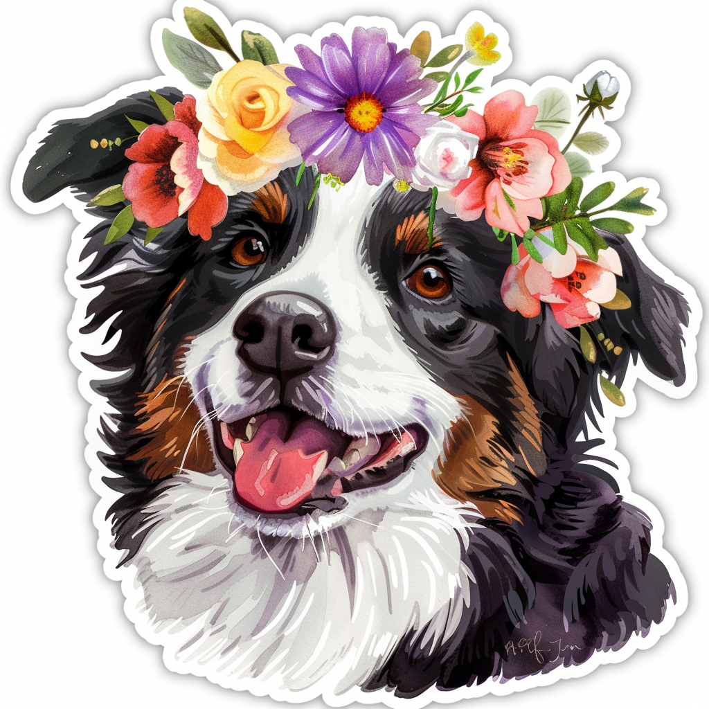 Sticker of a Border Collie Dog majestic Expressive surreal Vinyl Decal Sticker for Car, Laptop, Tumbler and more # F021899