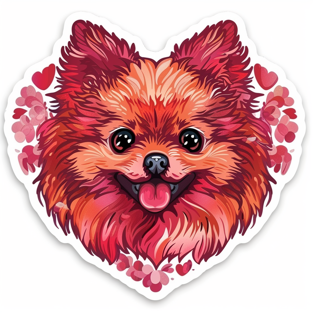 Sticker of a Pomeranian Dog majestic Expressive surreal Heartcore Vinyl Decal Sticker for Car, Laptop, Tumbler and more # F014147