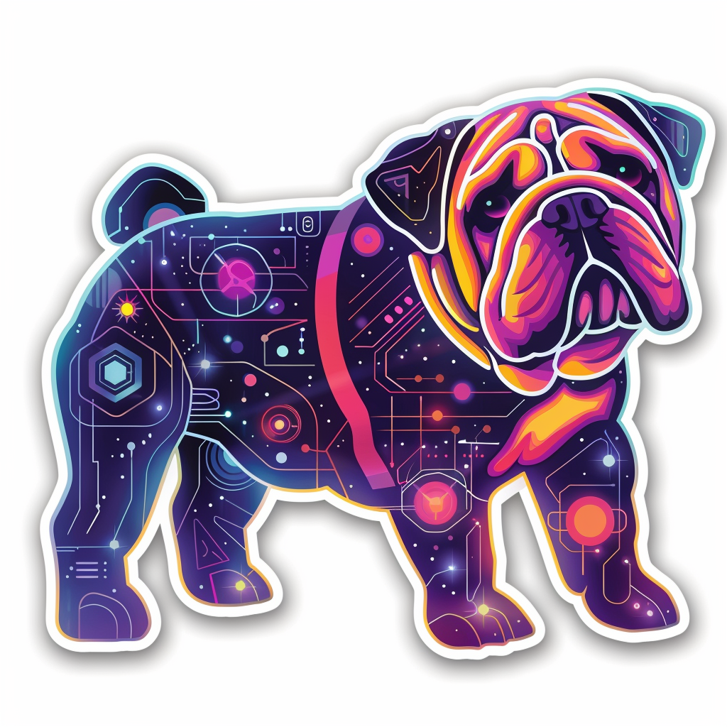 Bulldog Dog cyber punk majestic Expressive surreal Vinyl Decal Sticker for Car, Laptop, Tumbler and more # F017556