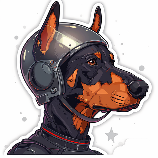 Cute and Adorable Doberman Pinscher Expressive surreal Vinyl Decal Sticker for Car, Laptop, Tumbler and more # F019629-4" x 4"