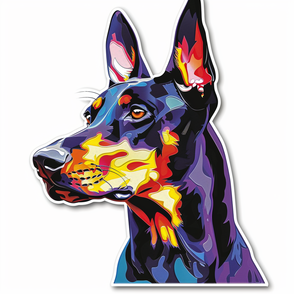 Sticker of a Doberman Pinscher Dog majestic Expressive surreal Vinyl Decal Sticker for Car, Laptop, Tumbler and more # F019226