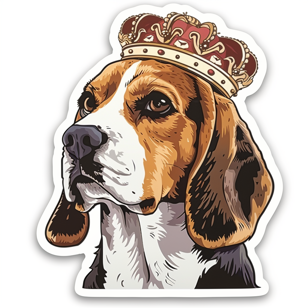 Beagle dog crowned Vinyl Decal Sticker for Car, Laptop, Tumbler and more # F011839