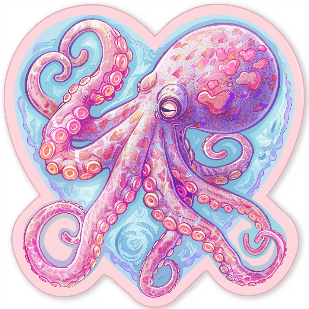 Sticker of a Octopus heartcore texture Expressive surreal Vinyl Decal Sticker for Car, Laptop, Tumbler and more # F015784