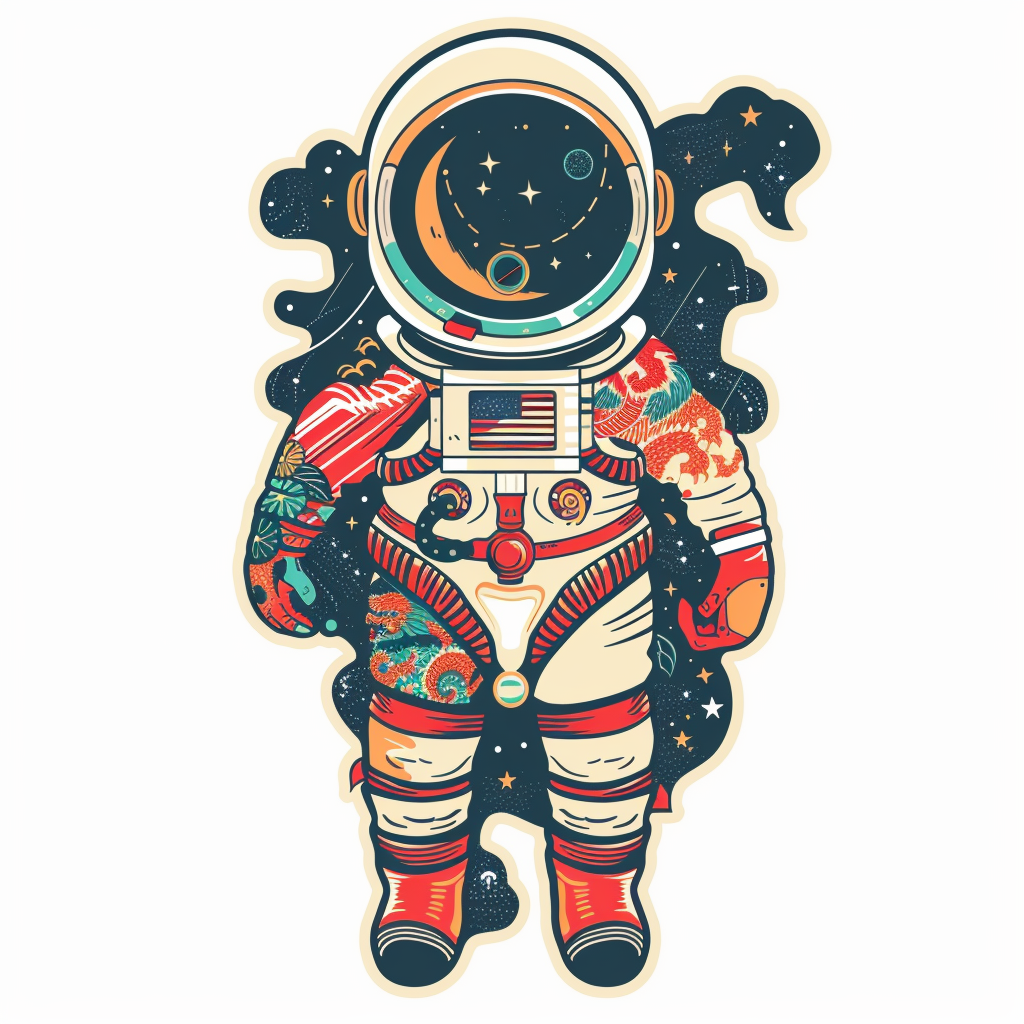 Dragon astronaut majestic Expressive surreal Vinyl Decal Sticker for Car, Laptop, Tumbler and more # F019017