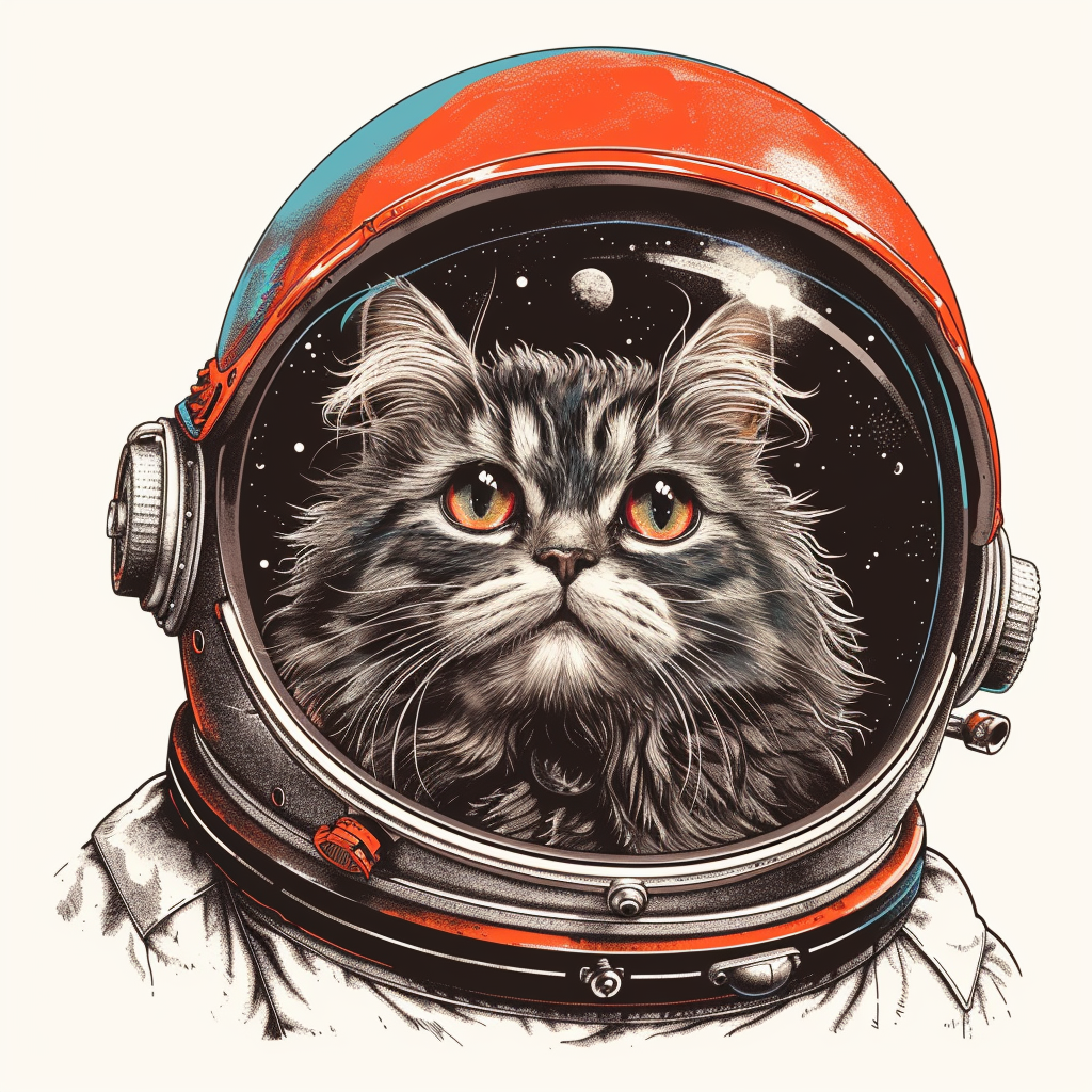 Persian Cat Space Expressive surreal Vinyl Decal Sticker for Car, Laptop, Tumbler and more # F016004