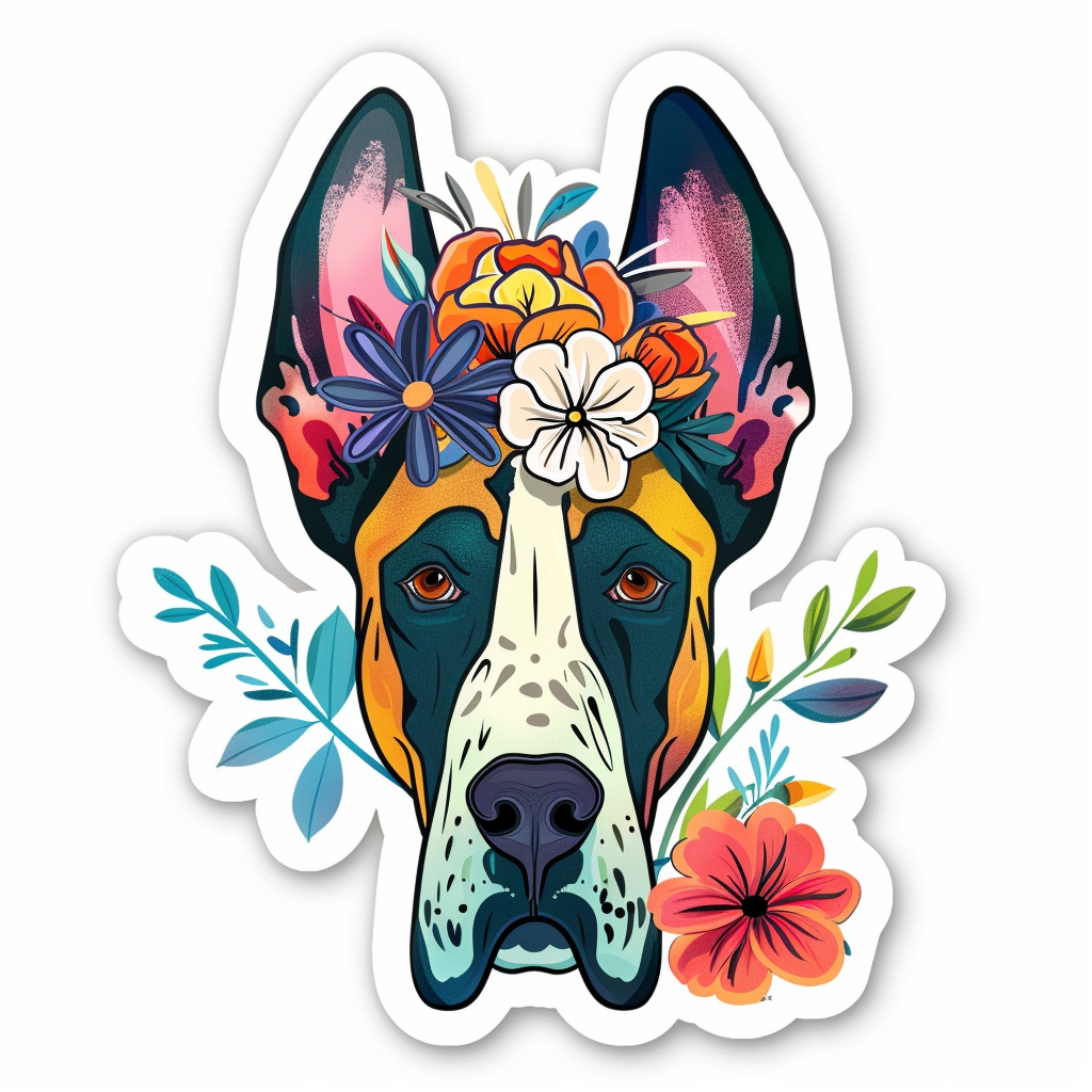 Great Dane Dog Expressive surreal Vinyl Decal Sticker for Car, Laptop, Tumbler and more # F022711