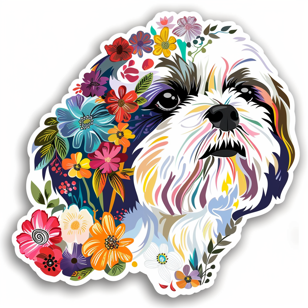 Adorable Shih Tzu Dog Expressive surreal Vinyl Decal Sticker for Car, Laptop, Tumbler and more # F018381