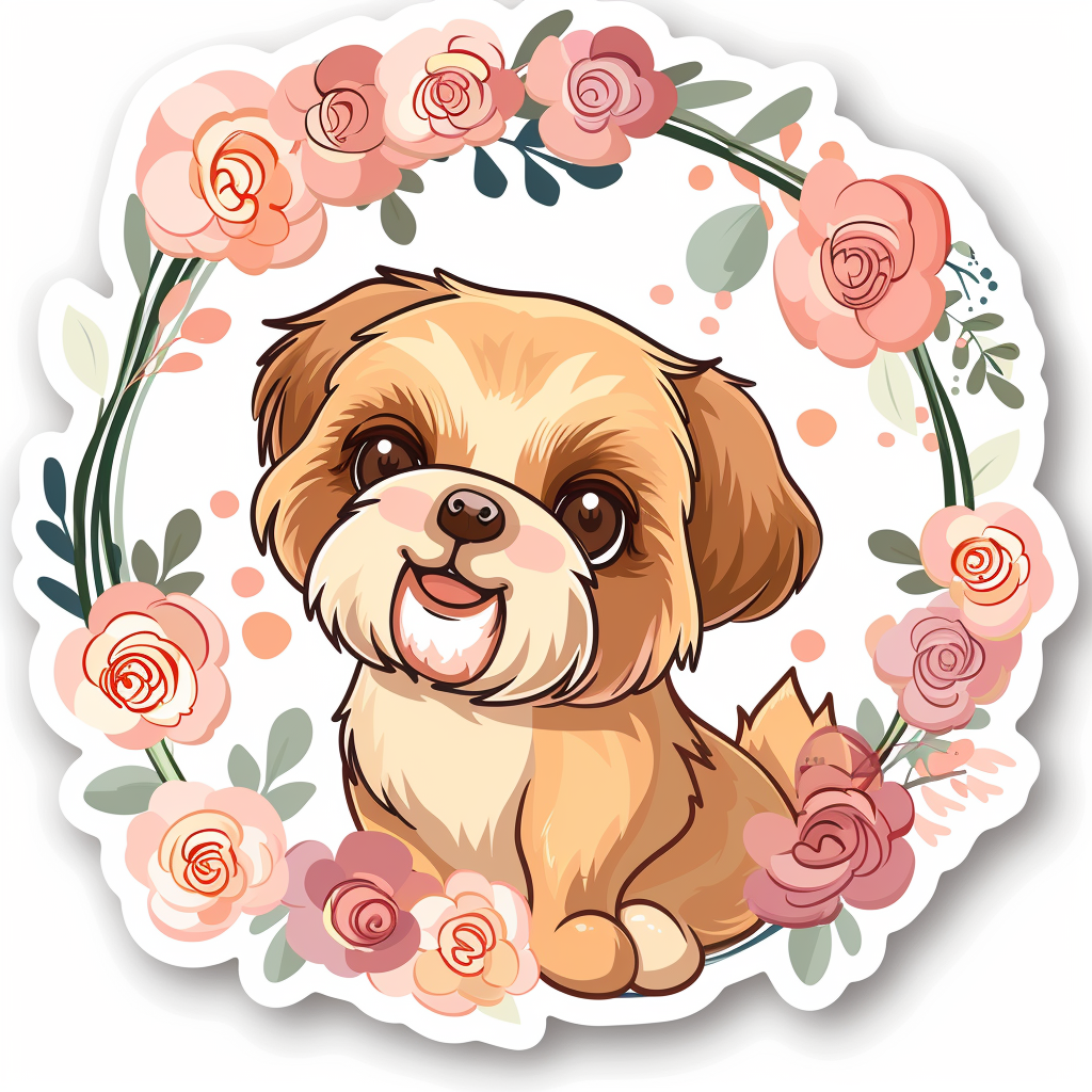 Adorable Shih Tzu Dog Expressive surreal Vinyl Decal Sticker for Car, Laptop, Tumbler and more # F018175