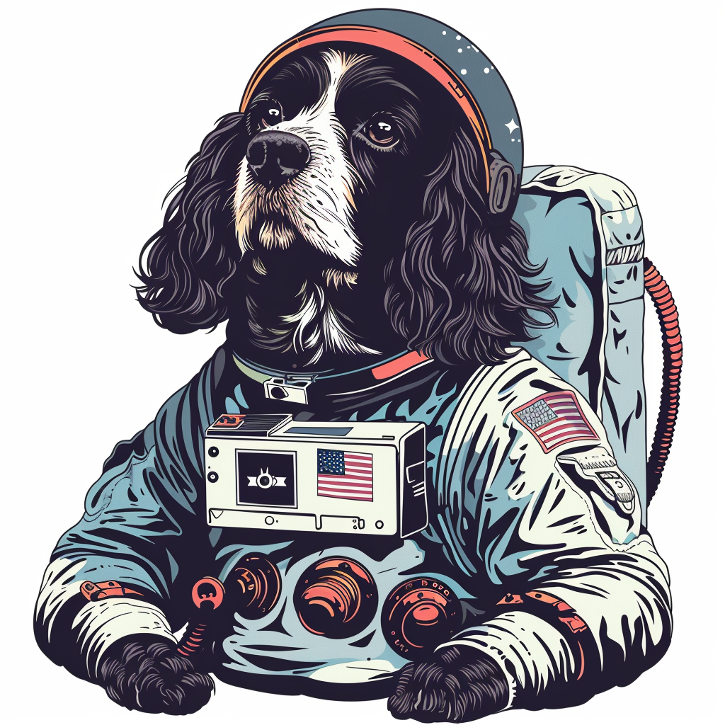 Sticker of a Cocker Spaniel Dog astronaut majestic Expressive surreal Vinyl Decal Sticker for Car, Laptop, Tumbler and more # F020172
