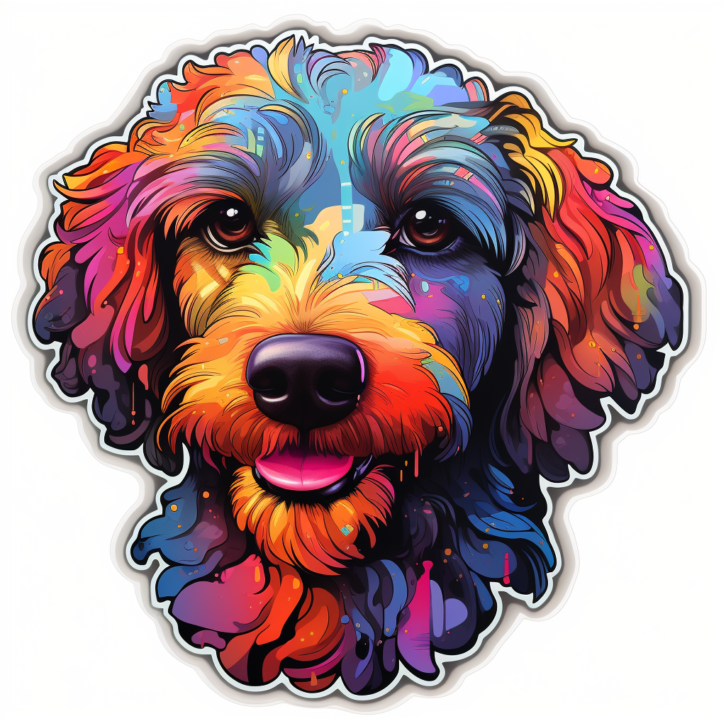 Poodle dog modern neon graffiti Vinyl Decal Sticker for Car, Laptop, Tumbler and more # F012184