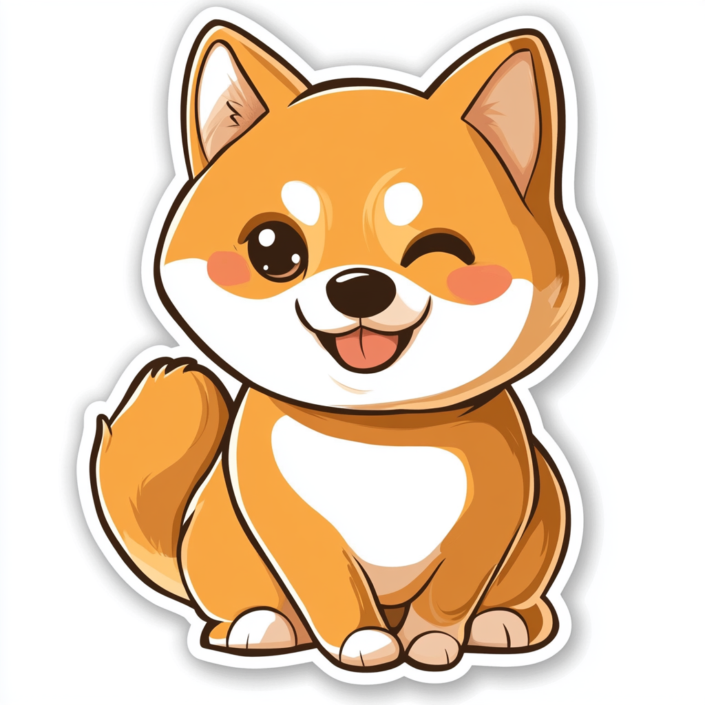 Shiba Inu sticker cartoon style Expressive surreal Vinyl Decal Sticker for Car, Laptop, Tumbler and more # F025843