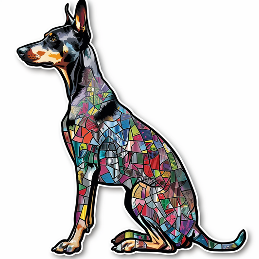 Doberman Pinscher Dog cyber punk Expressive surreal Vinyl Decal Sticker for Car, Laptop, Tumbler and more # F019449-4" x 4"