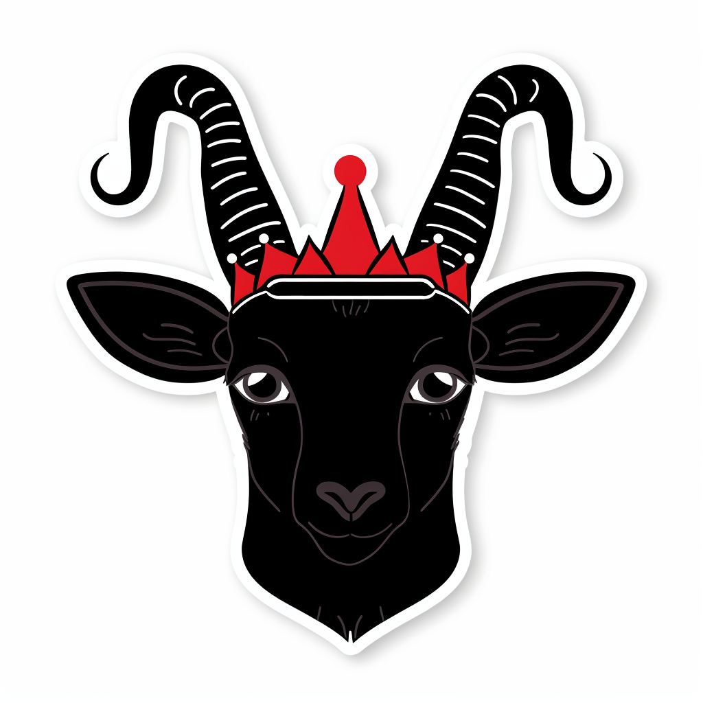 Goat Crowned majestic Expressive surreal Vinyl Decal Sticker for Car, Laptop, Tumbler and more # F020561-4" x 4"