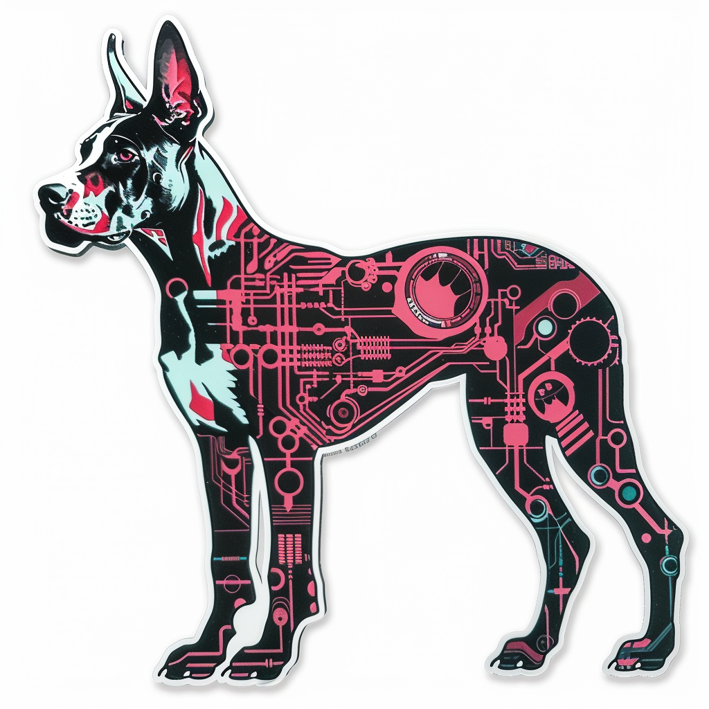 Great Dane Dog cyber punk majestic Expressive surreal Vinyl Decal Sticker for Car, Laptop, Tumbler and more # F017905
