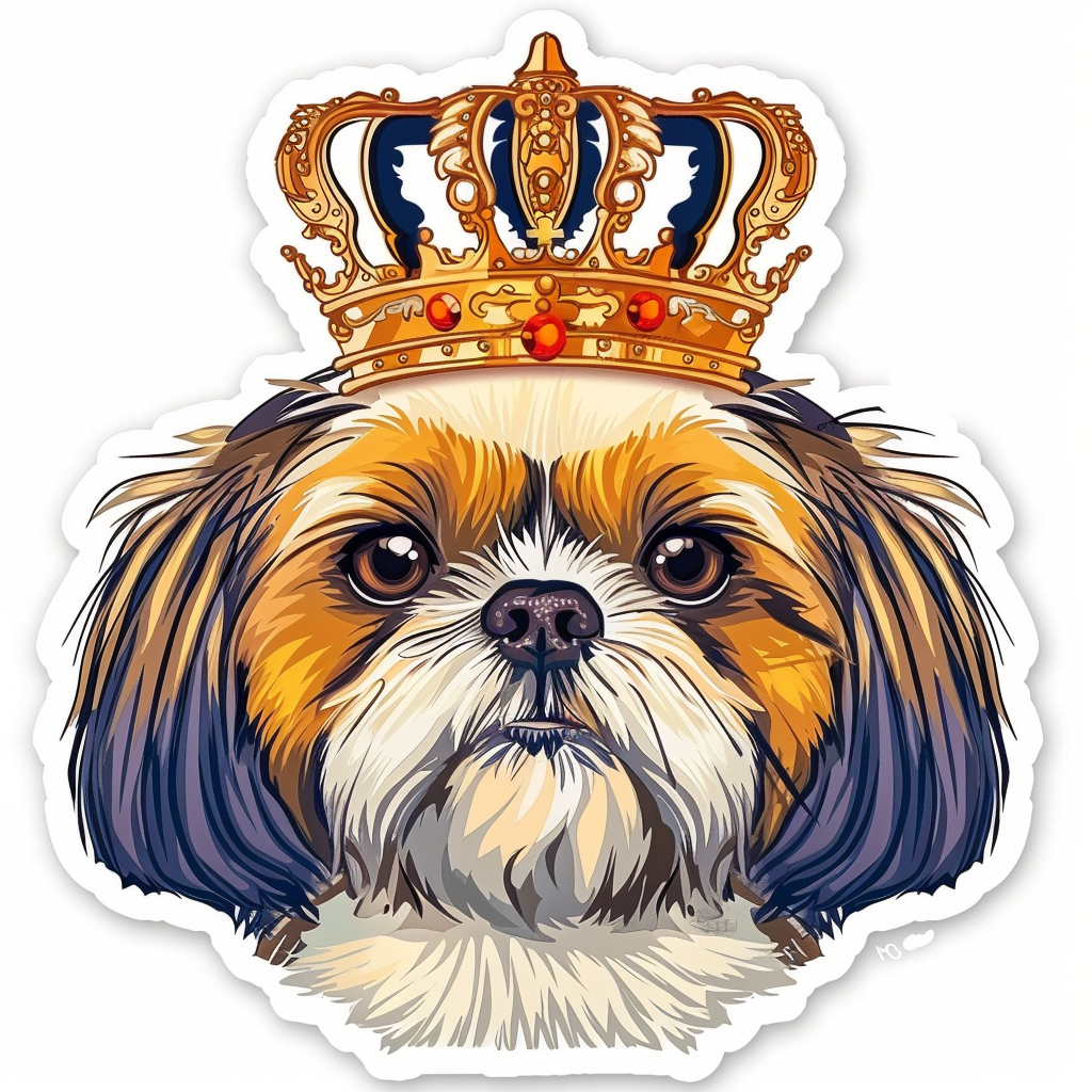 Adorable Shih Tzu Dog Expressive surreal Vinyl Decal Sticker for Car, Laptop, Tumbler and more # F018418