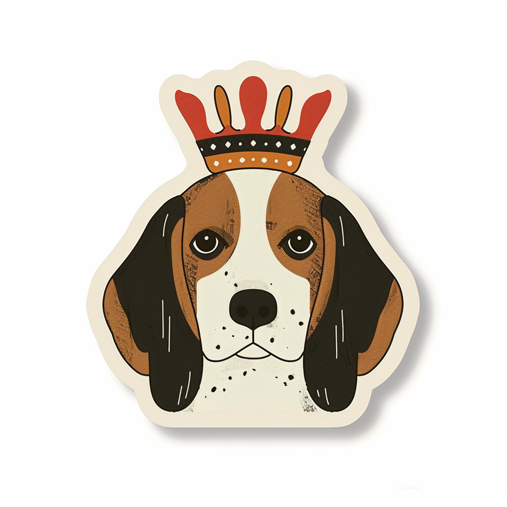 Beagle dog crowned Vinyl Decal Sticker for Car, Laptop, Tumbler and more # F011899