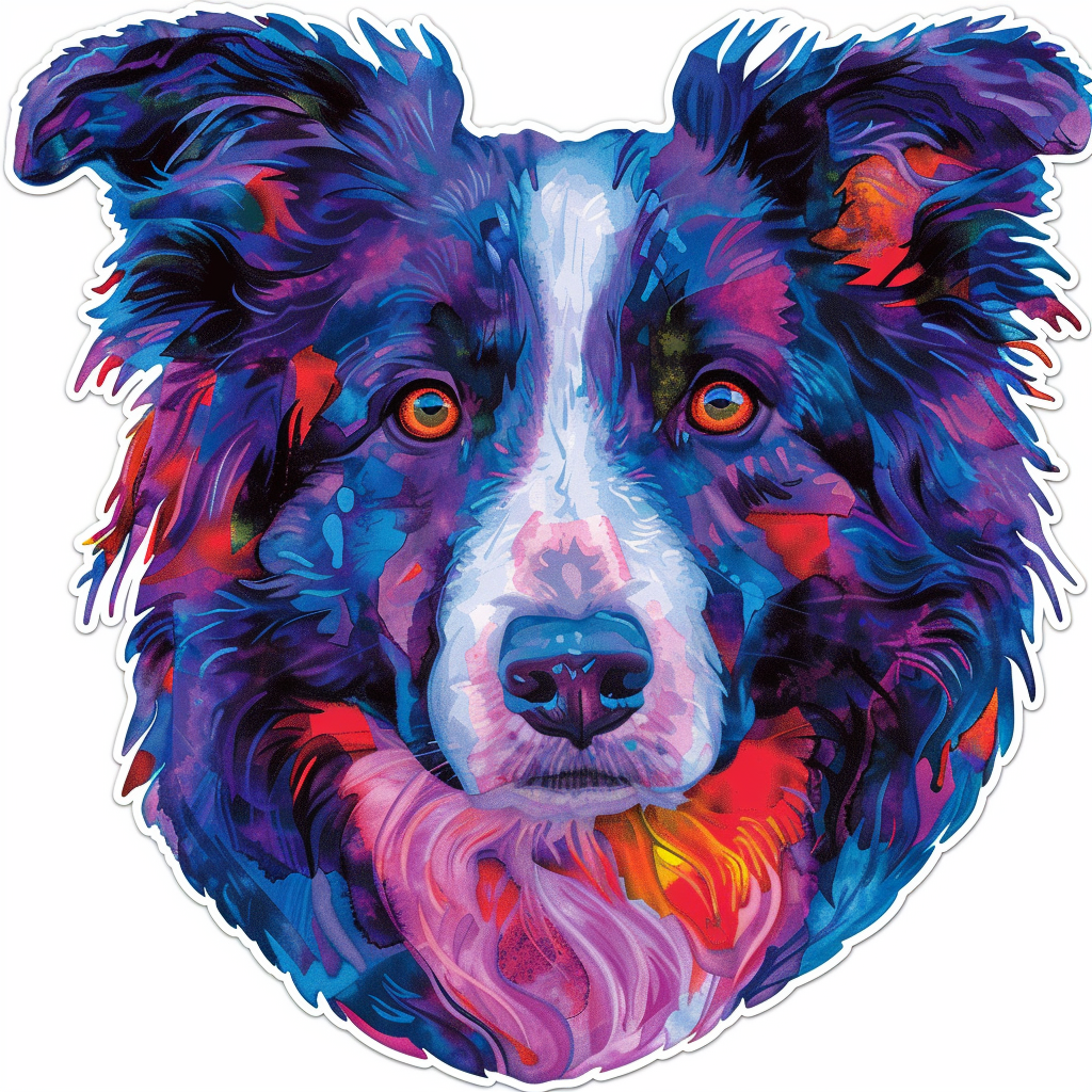 Sticker of a Border Collie Dog majestic Expressive surreal Vinyl Decal Sticker for Car, Laptop, Tumbler and more # F021895
